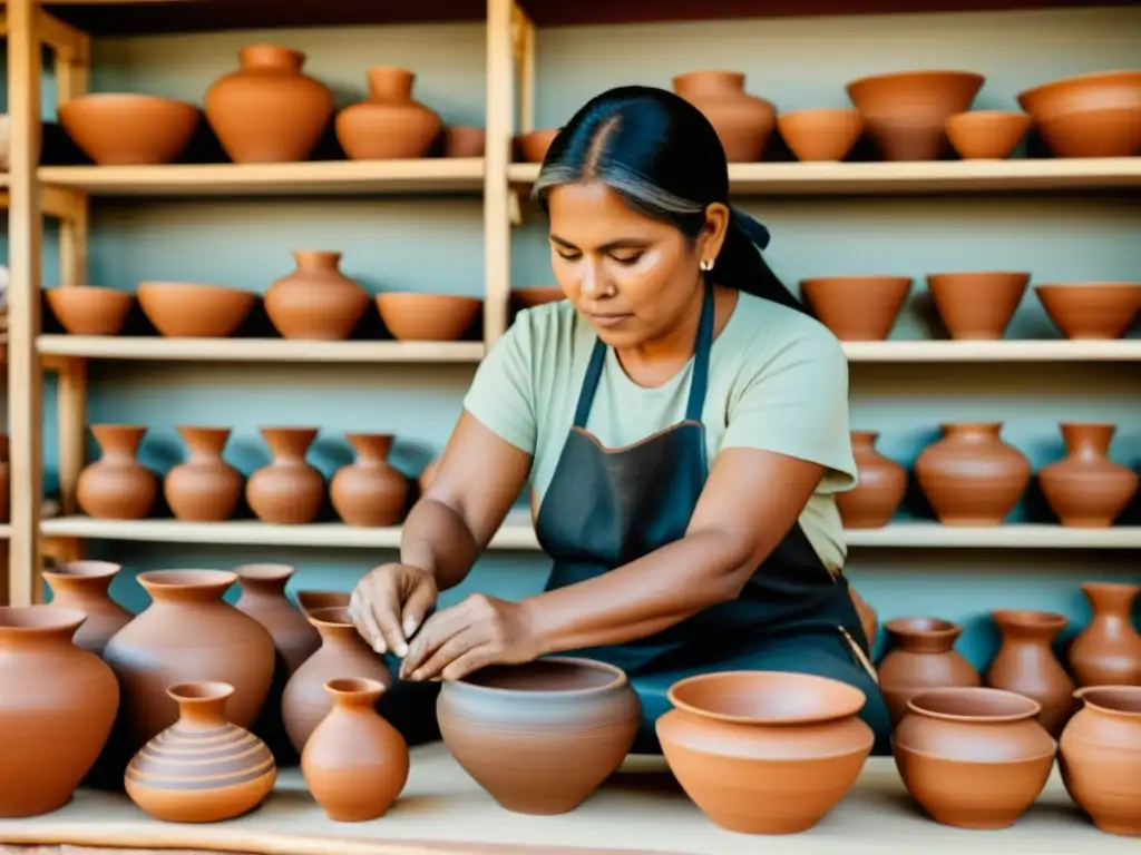 Artesanos indígenas crean alfarería, reflejando la historia y evolución de las culturas indígenas