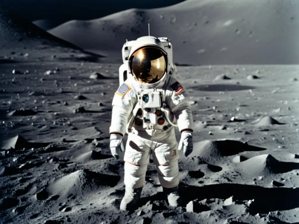 Un astronauta en la luna con la Tierra al fondo