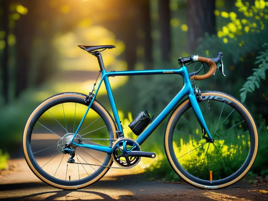 Una bicicleta clásica de fibra de carbono se destaca en un entorno nostálgico y soleado