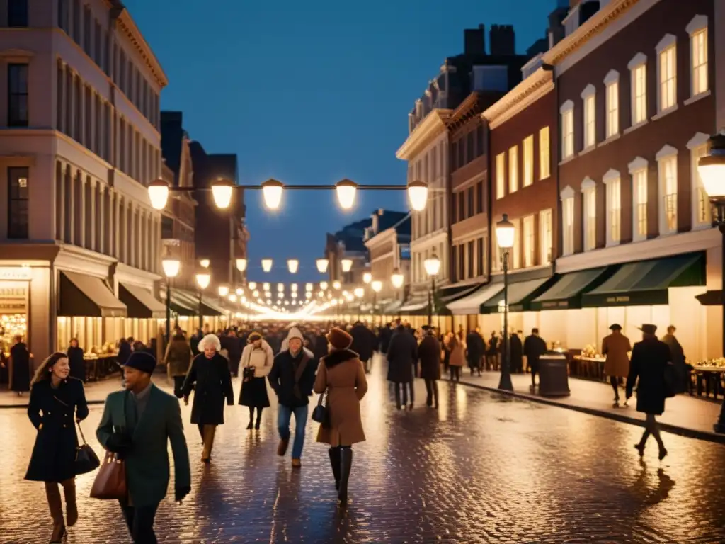 Una calle de la ciudad de noche iluminada por luces LED, creando una atmósfera acogedora