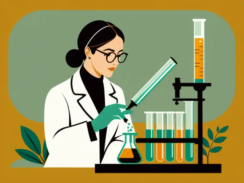 Un científico vintage extrae anticuerpos monoclonales con precisión en un laboratorio, evocando una sensación de sofisticación atemporal