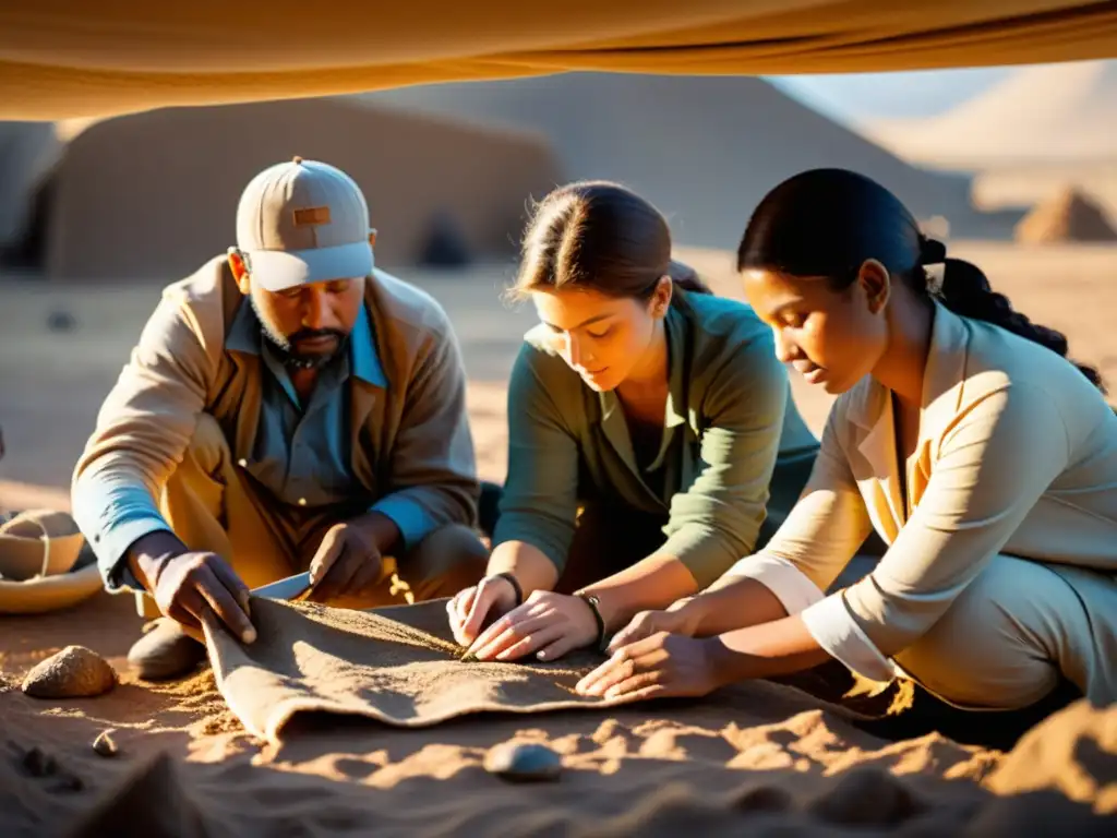 Descubrimiento emocionante de textiles prehistóricos en excavación, revelando arte ancestral y la pasión por la historia