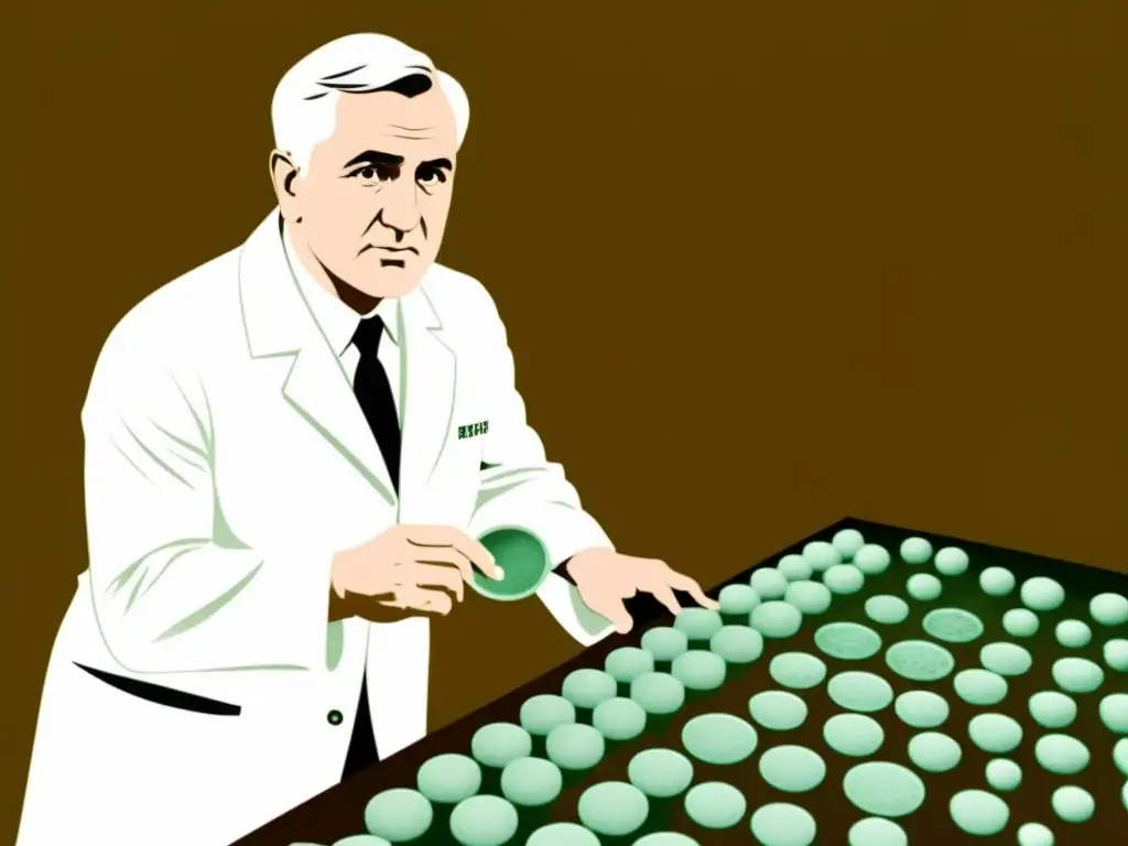 El descubrimiento de la penicilina por Alexander Fleming en un laboratorio vintage