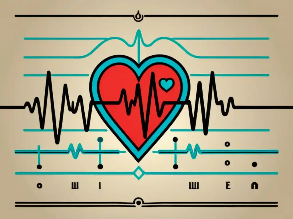 Una ilustración vintage detallada de un electrocardiograma (ECG) capturando la complejidad de interpretar el idioma del corazón