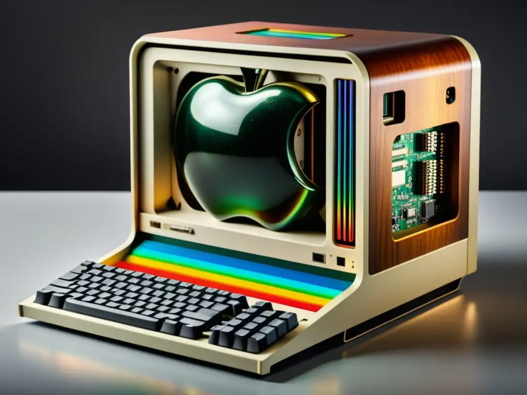 Detallada imagen 8k del Apple I, evocando la nostalgia de los inicios de la evolución de las interfaces de usuario en la computación