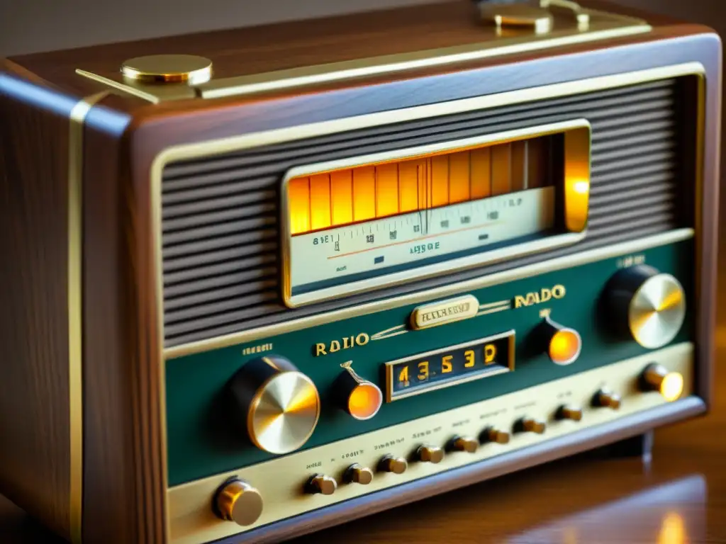 Detallada imagen de un radio vintage en madera y latón, evocando nostalgia y calidad en dispositivos electrónicos sostenibles evolución