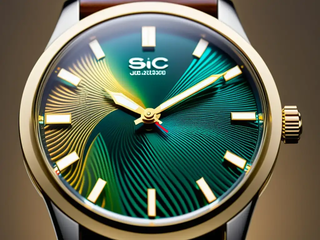 Detallada imagen de un reloj vintage con pantalla de cristal líquido, mostrando patrones e colores cambiantes