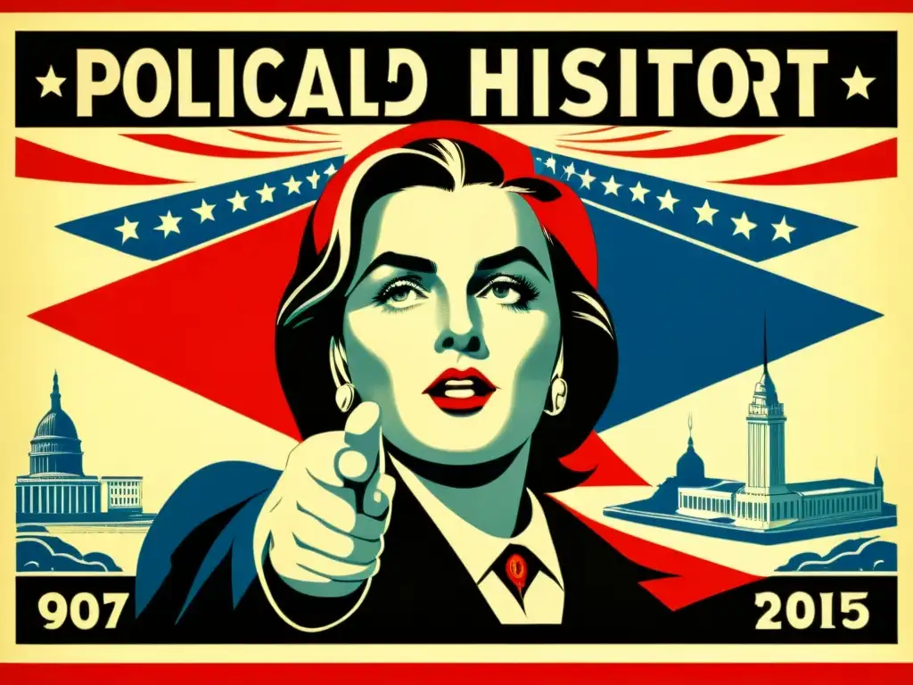 Poster político vintage: impacto histórico Detallado póster político vintage, con colores vibrantes, simbolismo poderoso y mensaje persuasivo