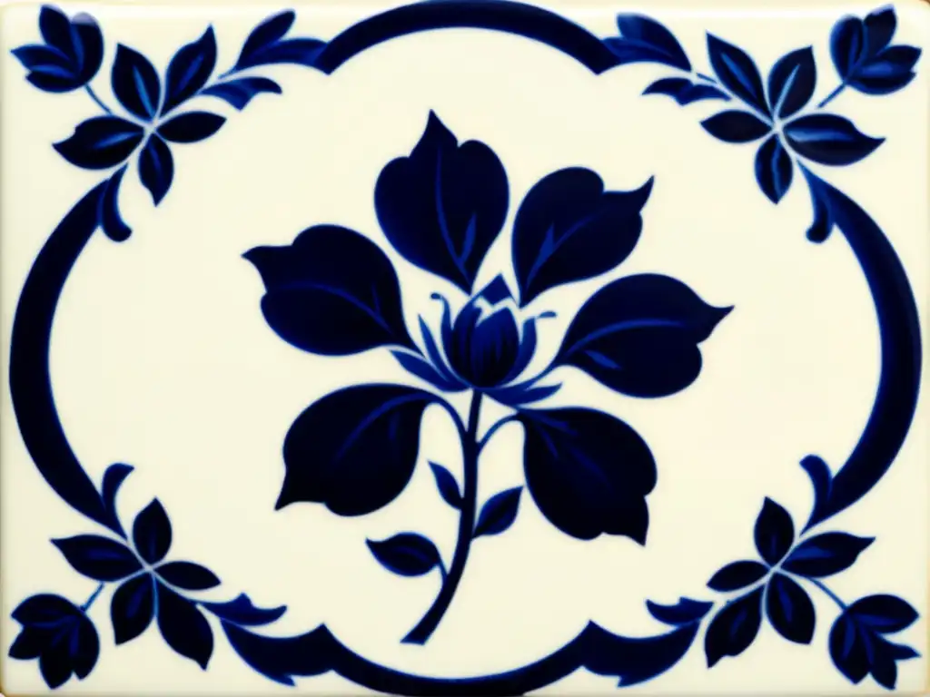 Detalle de porcelanato cerámica china con elegantes patrones florales en azul y blanco, evocando la historia y artesanía de la porcelana