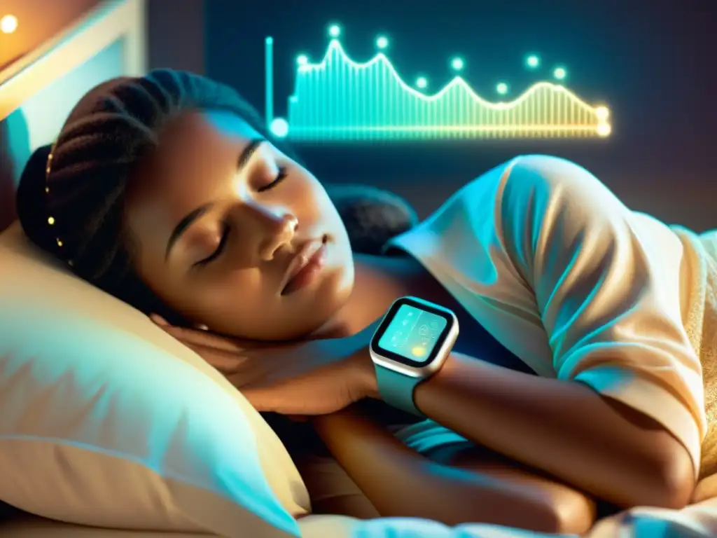 Dibujo vintage de persona durmiendo con wearables sleep tracker