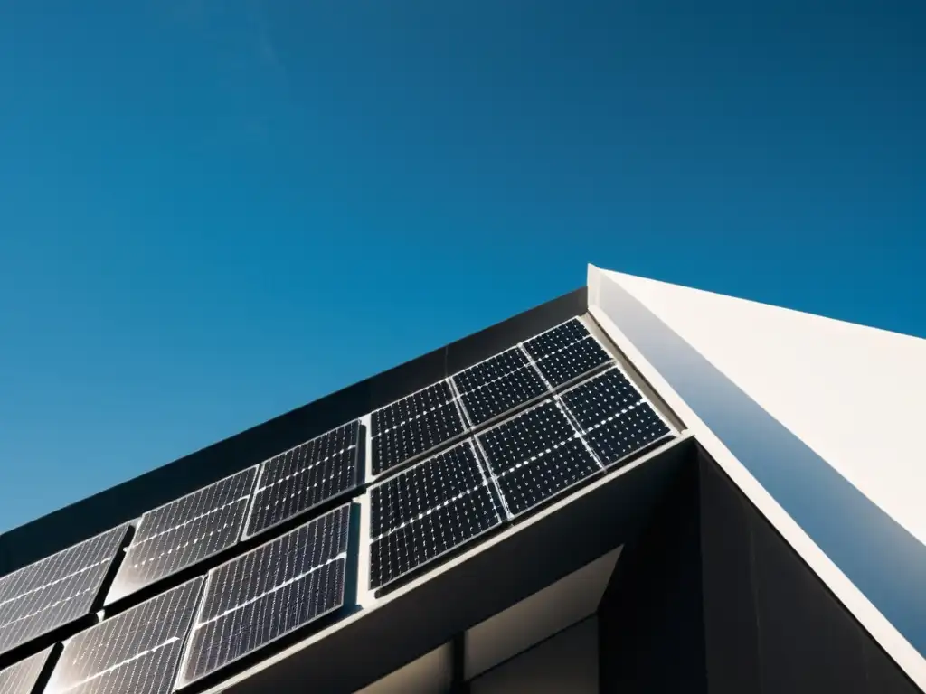 Un edificio de diseño moderno con paneles solares, destacando la importancia de la energía solar pasiva en la arquitectura