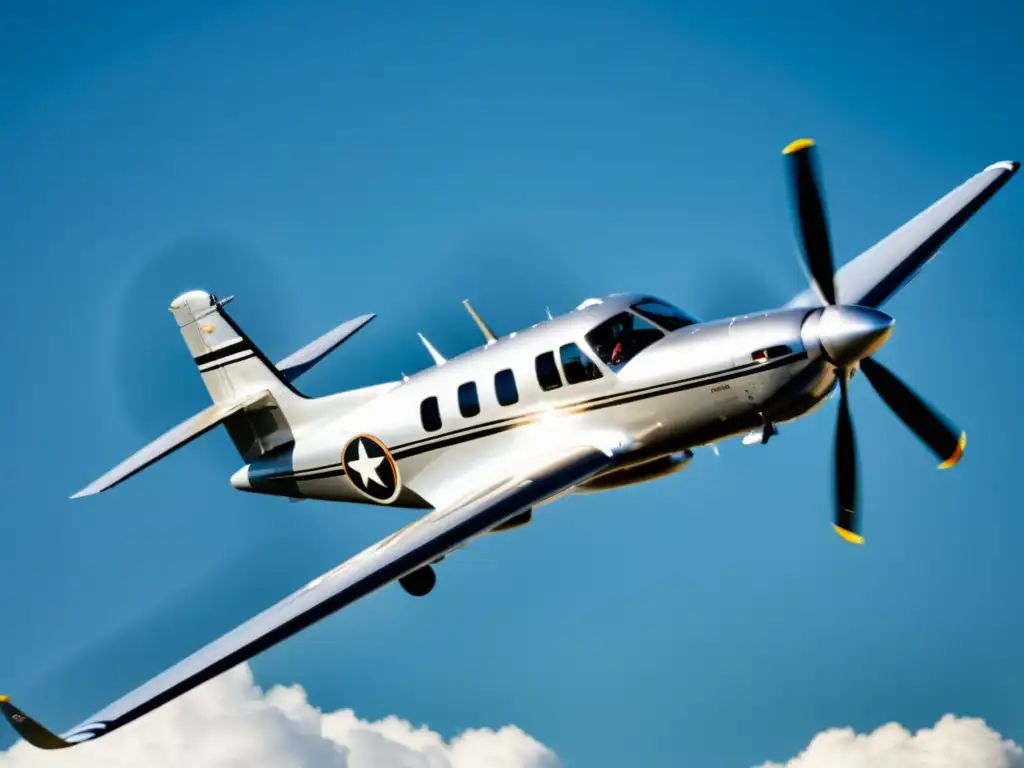 Una elegante turbina de gas en la aviación, un avión plateado surcando el cielo azul con un sentido de velocidad y movimiento