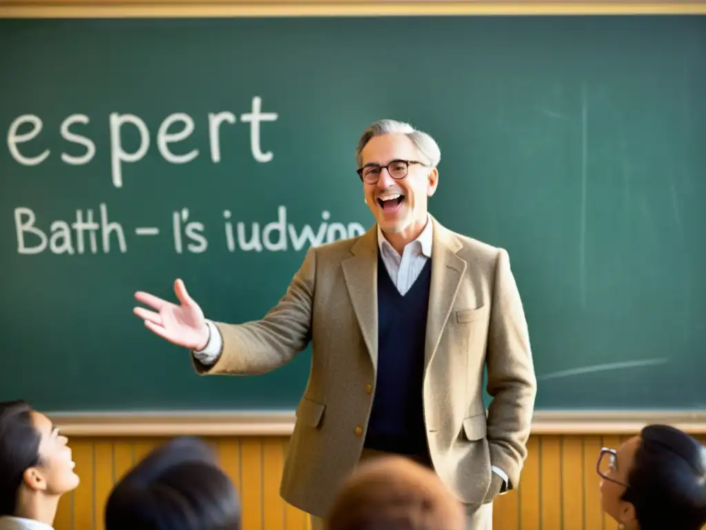 Un eminente experto da una apasionada clase magistral a un grupo de estudiantes