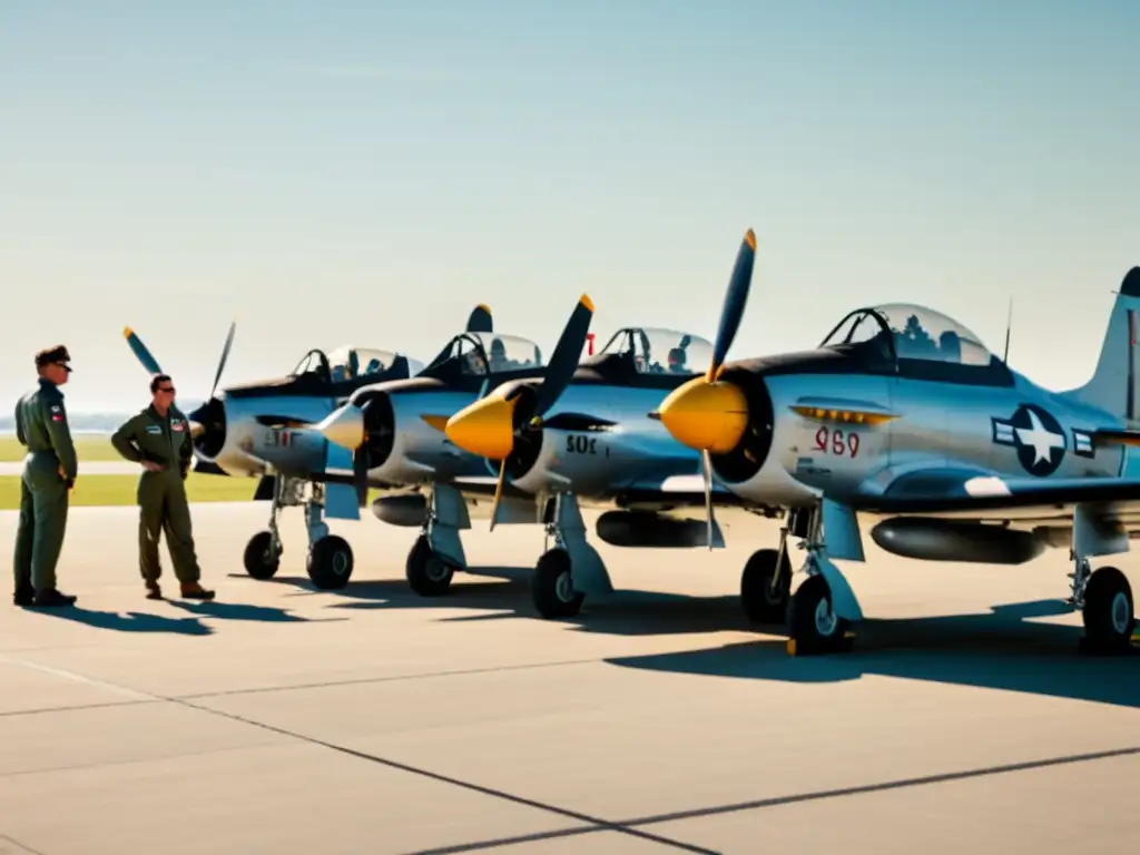 Escuadrón de aviones de combate en la Segunda Guerra Mundial, con pilotos y personal de tierra