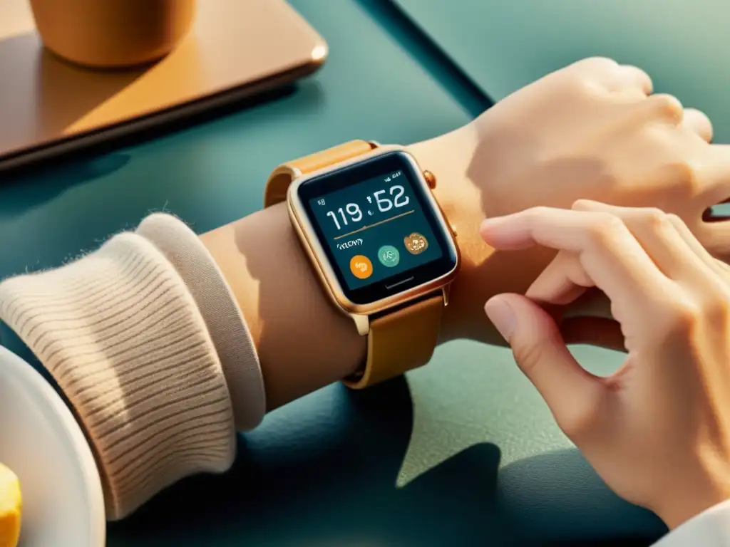 Conexión inteligente: Vintage smartwatch en acción Un estilo vintage que muestra la integración de smartwatches con dispositivos inteligentes en un ambiente conectado