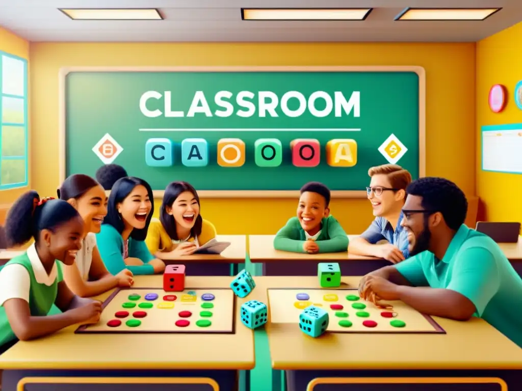 Estudiantes disfrutan de gamificación en aula vintage con plataformas educativas gamificación historia inventos