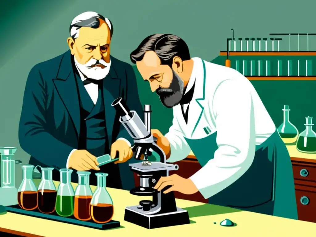 Louis Pasteur realiza experimentos de pasteurización, resaltando la importancia de la pasteurización en alimentos