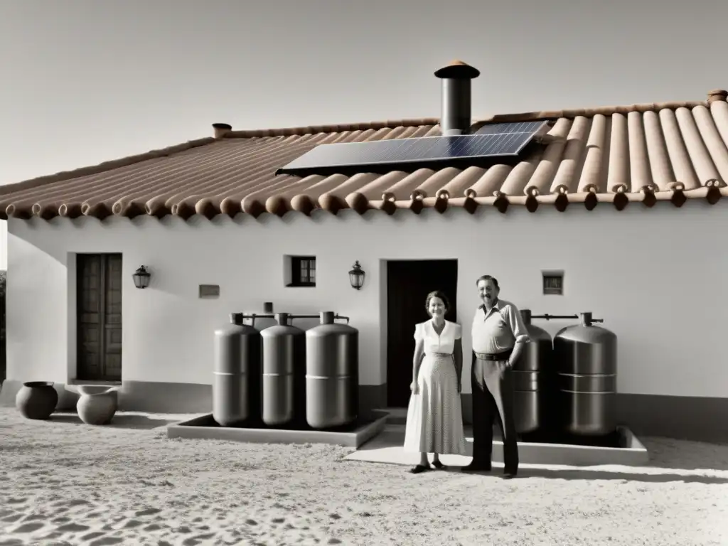 Una familia sonríe mientras disfruta de los beneficios de los sistemas de calefacción solar históricos en una villa tradicional española