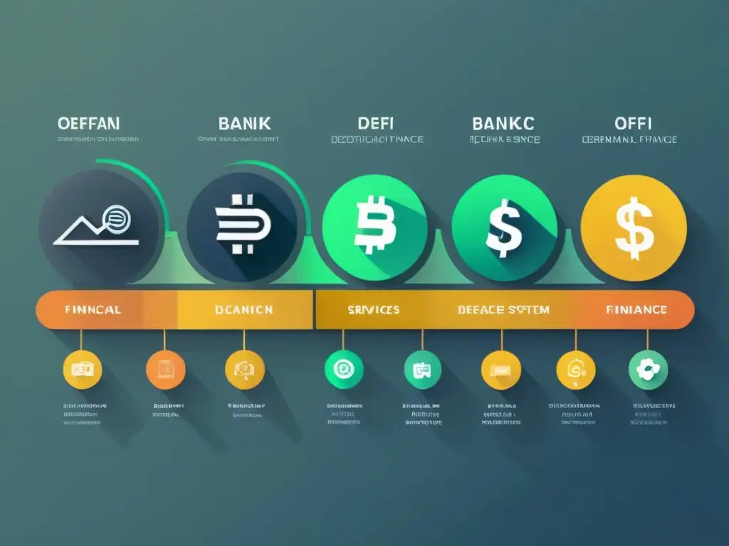 Una ilustración vintage muestra la evolución de las finanzas hacia DeFi y Blockchain, evocando nostalgia y democratización financiera