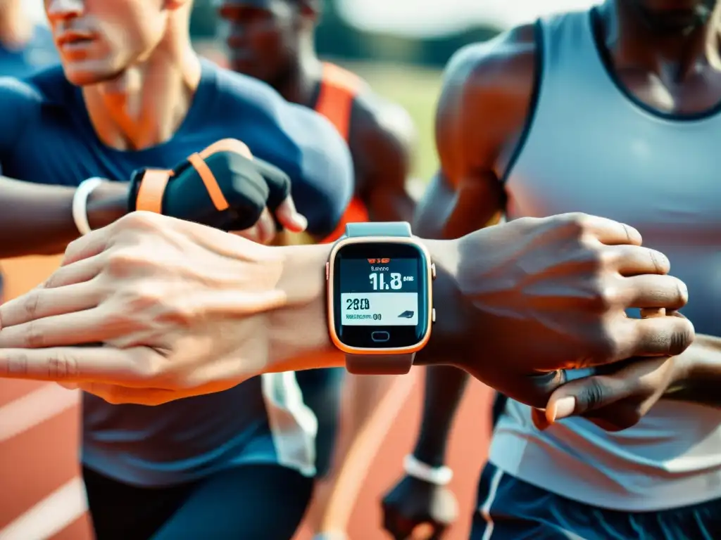 Un grupo de atletas de diversas disciplinas usando tecnología wearables para mejorar su rendimiento deportivo