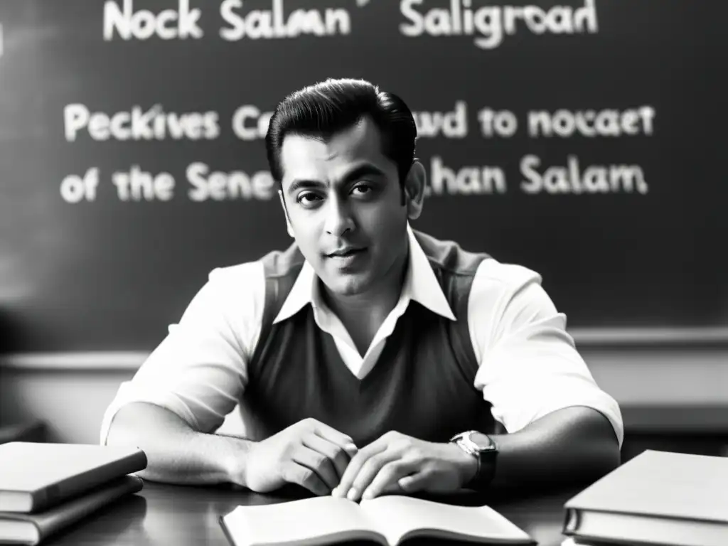 Imagen en blanco y negro de Salman Khan enseñando a estudiantes con pasión, reflejando el impacto de Khan Academy educación gratuita