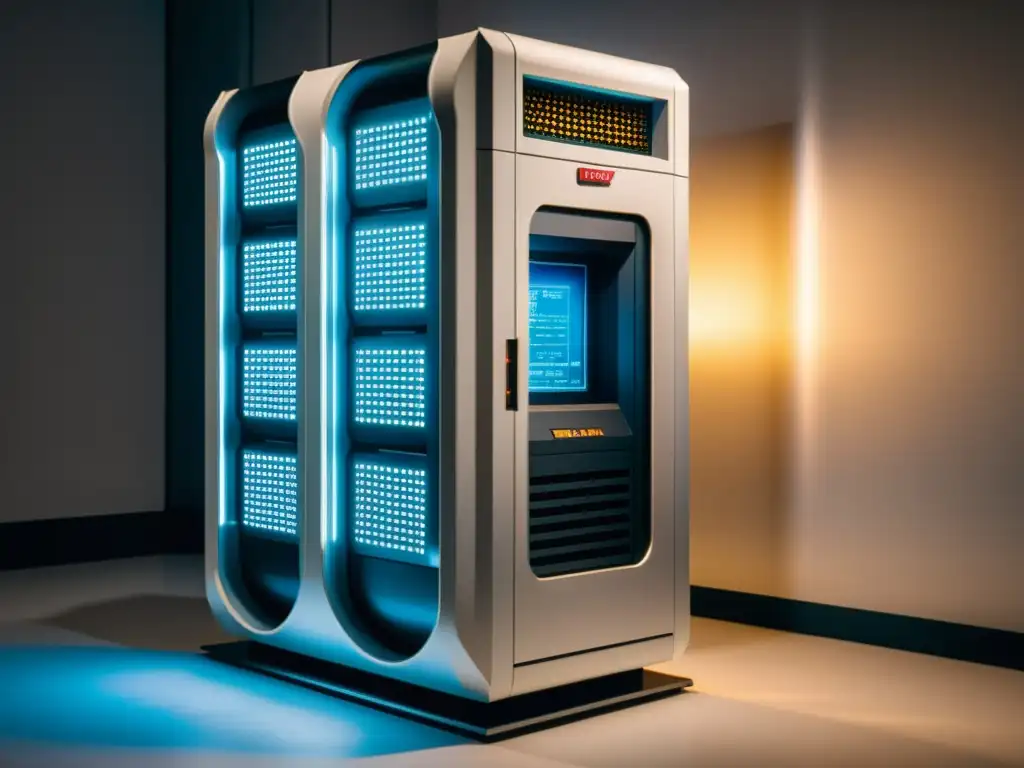 Imagen detallada de la icónica supercomputadora Cray-1 en blanco, con diseño retro futurista y avances supercomputadoras siglo XXI