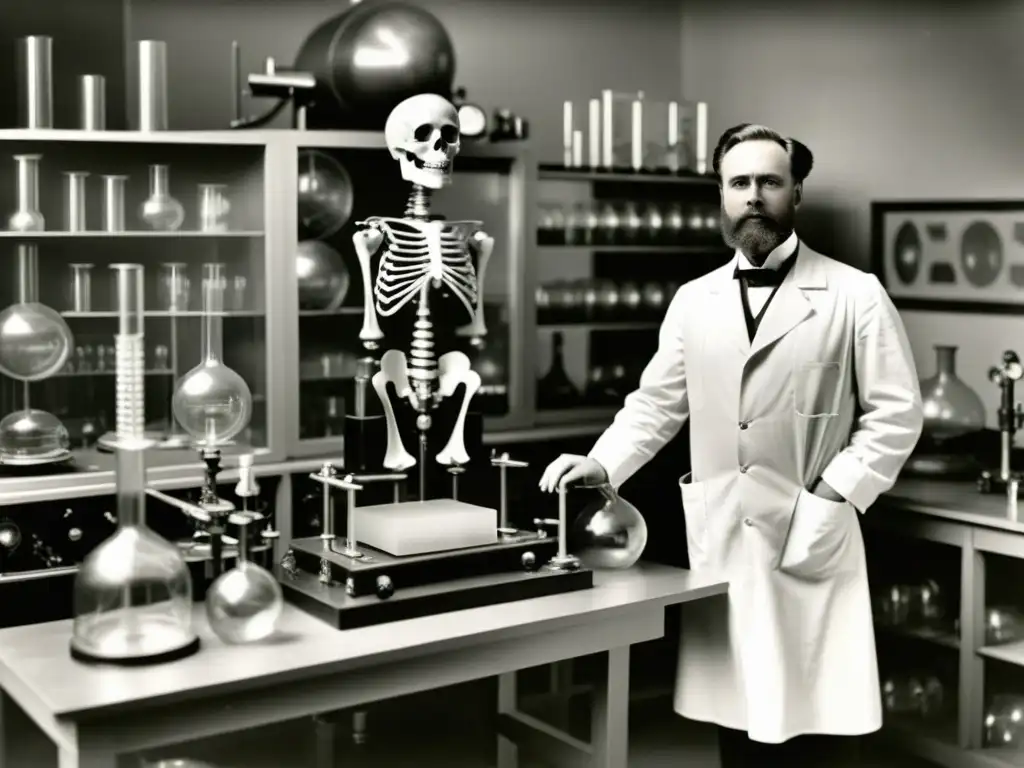 Imagen histórica de Wilhelm Röntgen en su laboratorio, revelando la revolución de Wilhelm Röntgen en radiografía con la primera imagen de rayos X