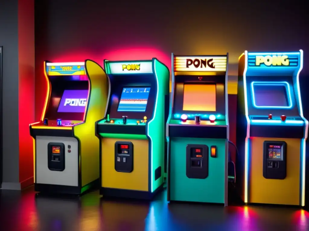 Imagen de la primera máquina arcade comercialmente exitosa, 'Pong', en una bulliciosa sala de juegos