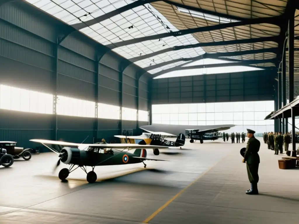 Imponente hangar de aviones militares del siglo XX