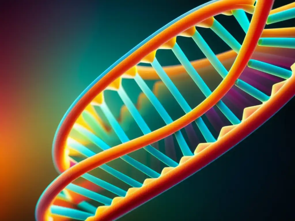 Una impresionante imagen en alta resolución de la estructura de doble hélice del ADN, destacando la compleja belleza del código genético