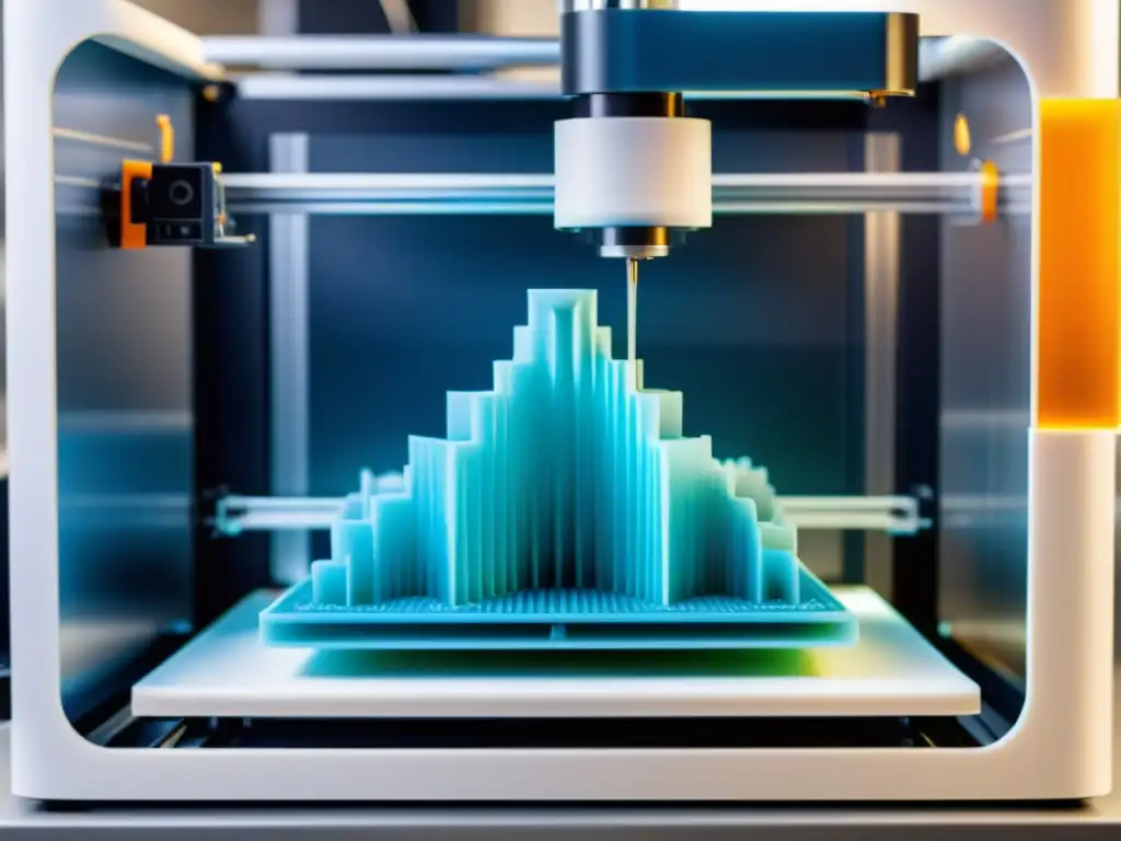 Una impresora 3D creando un prototipo detallado, mostrando el impacto social de la impresión 3D en la industria