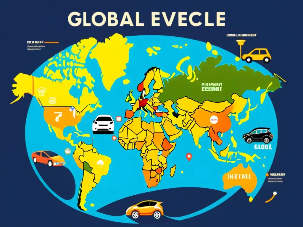 Mapa mundial detallado con avances en tecnología de vehículos eléctricos y competencia global vehículos eléctricos