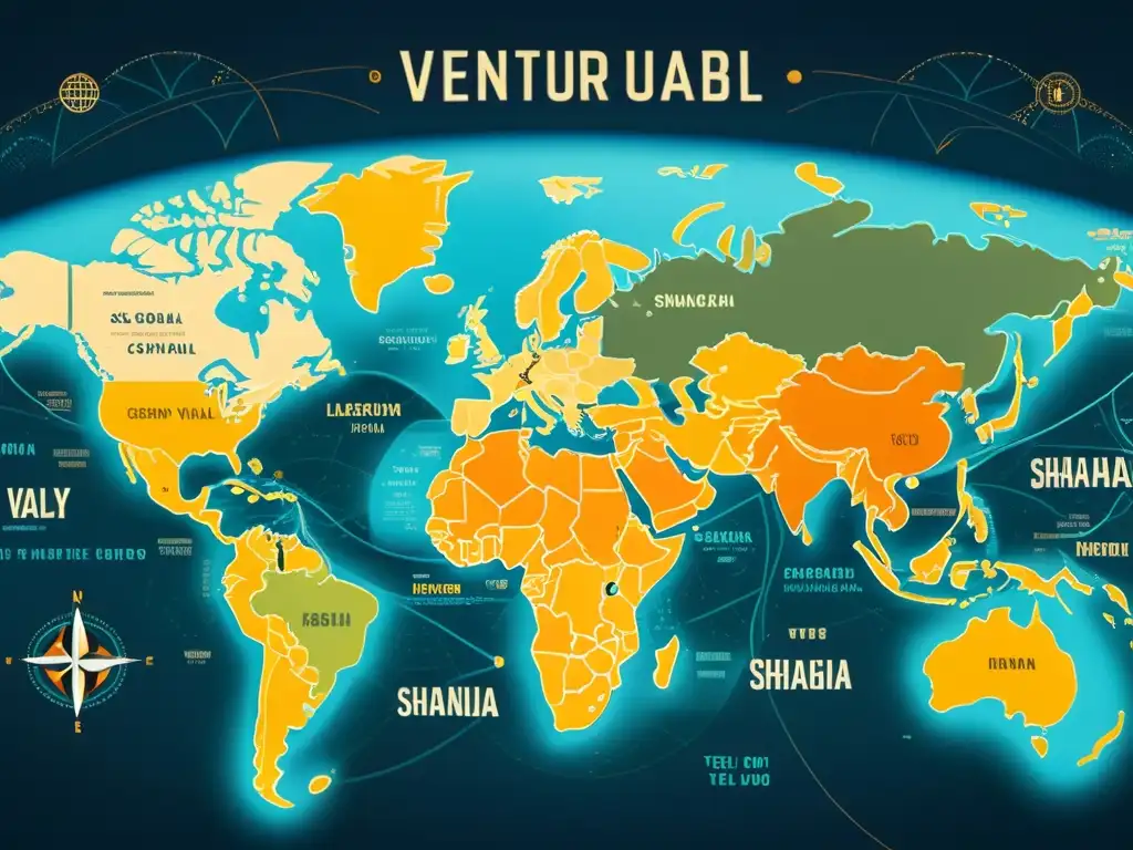 Mapa vintage de Regiones emergentes en el capital riesgo tecnológico