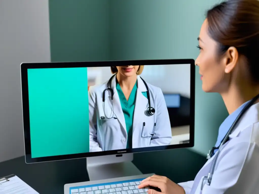 Un médico realiza una consulta de telemedicina con un paciente, mostrando la modernización de la salud en la era digital