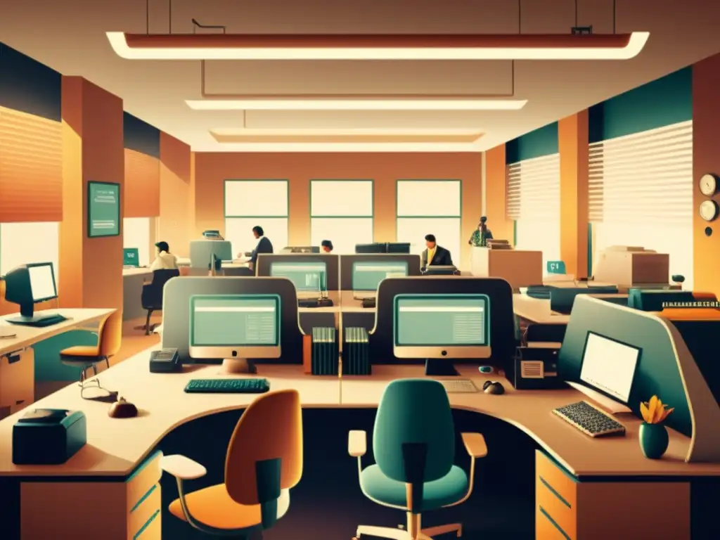 Oficina tecnológica vintage: Creatividad e innovación en equipo Oficina de startup tecnológica vintage con equipo diverso colaborando en proyectos