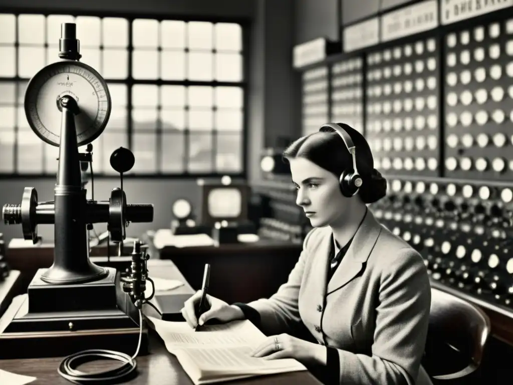 Un operador telegráfico envía un mensaje en un bullicioso entorno vintage, evocando la evolución de la comunicación a distancia