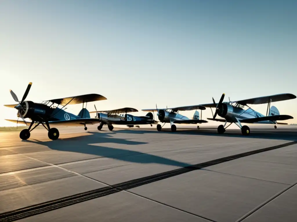 Pioneros de la aviación historia: Fotografía vintage en blanco y negro de aviones comerciales clásicos y bulliciosa actividad en la pista de aterrizaje
