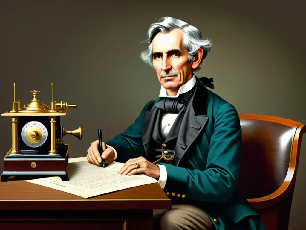 Samuel Morse envía el primer mensaje telegráfico eléctrico, capturando la emoción de la innovación en la comunicación global