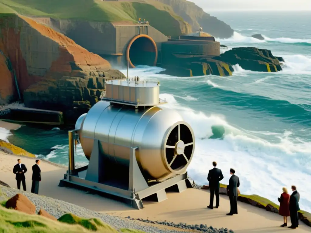 Prototipo histórico de conversor de energía undimotriz en una costa escarpada del siglo XX