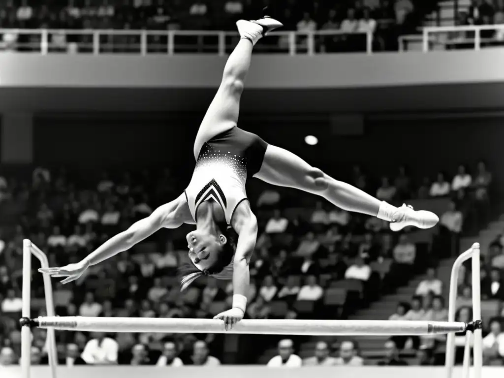 Un salto perfecto sobre el caballo de gimnasia, capturando la concentración y precisión del momento