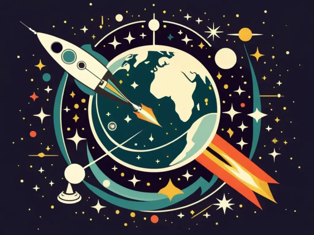 Satélite GPS histórico: lanzamiento al espacio Satélite GPS vintage en el espacio, con detalles intrincados y sensación de nostalgia