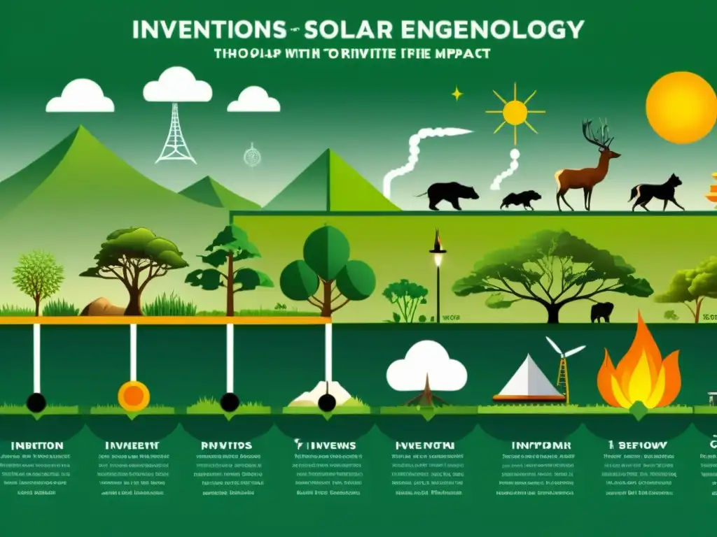 Un viaje visual por la evolución de los inventos, desde el fuego primitivo hasta la tecnología solar moderna, con impacto en el clima